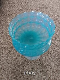 Rare Empoli Italy Goergeous Turquoise Blue Opalescent Cameo 10 Compote Bowl