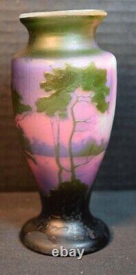 Rare Fine Four Color Muller Freres Cameo Glass Landscape Vase