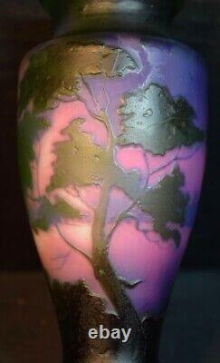 Rare Fine Four Color Muller Freres Cameo Glass Landscape Vase