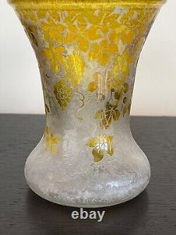 Rare Handel Glass # 4245 Acid-cut Cameo Frosted and Yellowish Etched Vase