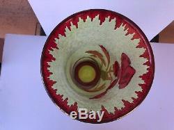 Rare Large Baccarat Cameo Glass Ruby Cut To Yellow Vaseline Etched Irises Vase
