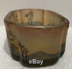 Rare Legras Miniature Cameo & Enamel Art Glass Bowl