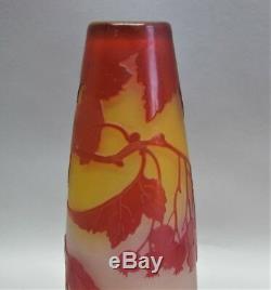 Rare Original 10.5 EMILE GALLE Red Currant Art Nouveau Glass Vase c. 1910