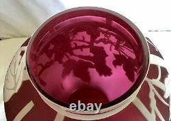 Rare Outstanding Kelsey Murphy Sand Carved Cameo Glass Peonies Ginger Jar