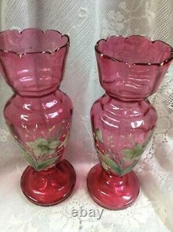 Rare Set Of Fenton Hand Painted & Numbered Cameo Vases