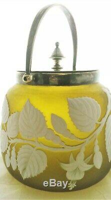 Rare Victorian Thomas Webb cameo glass biscuit barrel
