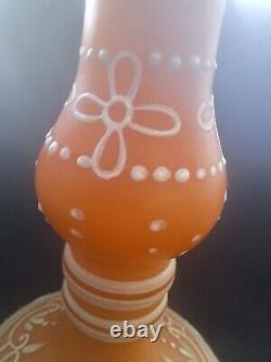 Rare Vintage Lace Art Cameo Glass Vase with manufacturer defect