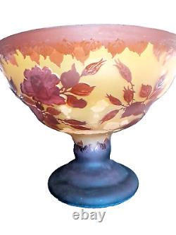 Rare Vintage Large Galle Cameo Reproduction Vase / Roses / Flowers / Fall