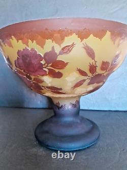 Rare Vintage Large Galle Cameo Reproduction Vase / Roses / Flowers / Fall