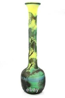 Reproduction Daum Nancy Glass Cameo Art Tall Vase