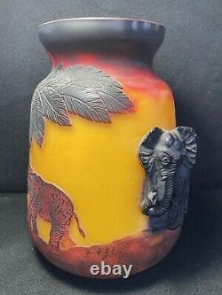 Reproduction Galle Cameo Elephant Vase 9 3/4-beautiful