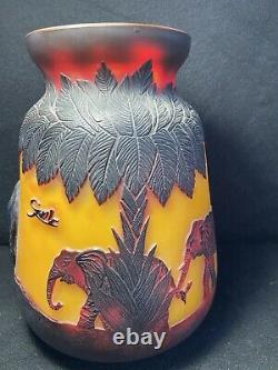 Reproduction Galle Cameo Elephant Vase 9 3/4-beautiful