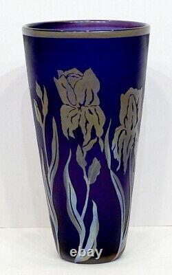 STUNNING! Vintage CORREIA Studio Art Glass HUGE! 12.25 Ltd. Edition IRIS Vase
