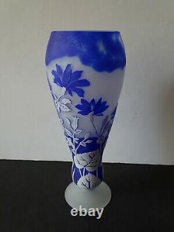 Sand Carved Cameo Vase 3 Layer Of Glass Not Signed