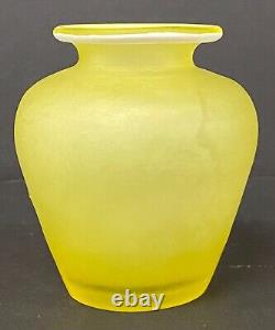 Scarce Early Thomas Webb Uranium Glass Cameo Vase. Signed on base iCirca 1885