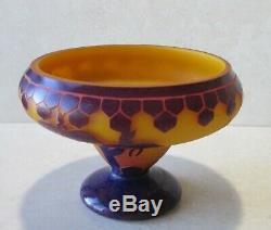 Schneider Le Verre Francais 7w Cameo Art Glass Footed Bowl 1918-1932, Signed