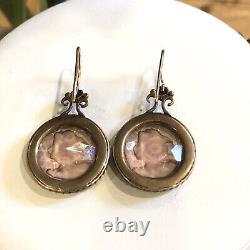 Set EXTASIA Signed Convertible Cameo Necklace Peach Glass Intaglio With Earrings