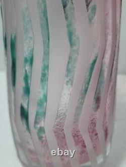 Signed 1990 Judith Via Wolff Studio Art Glass Cameo Cut Flower Glass Vase