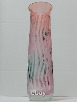 Signed 1990 Judith Via Wolff Studio Art Glass Cameo Cut Flower Glass Vase