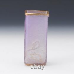 Signed Daum Nancy Cameo lavender with gold highlights Cabinet Vase 5 x 2 x 2