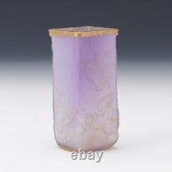 Signed Daum Nancy Cameo lavender with gold highlights Cabinet Vase 5 x 2 x 2