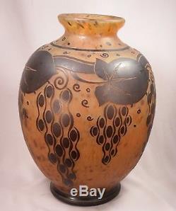 Signed Daum Nancy France With the Cross of Lorraine Monumental Cameo Glass Vase