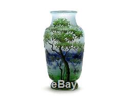 Signed Daum Nancy French Cameo Glass Vase With Landscape Design 3 3/4 Tall XLNT