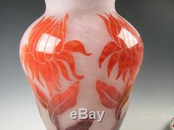 Signed Degue French Cameo Art Glass Huge size Vase