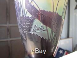 Signed Galle Acid Etched Cameo Vase / Lamp Guaranteed Authentic