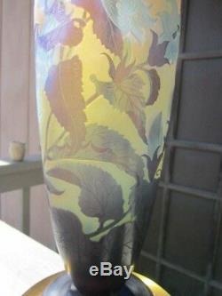 Signed Galle Acid Etched Cameo Vase / Lamp Guaranteed Authentic