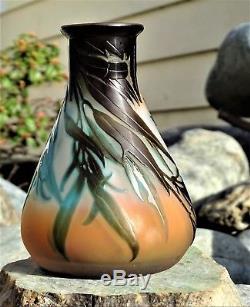 Signed Galle Dragonfly Cameo Glass Vase ca. 1900