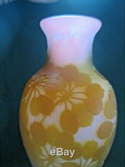 Signed Galle Large 18 3 Color Cameo High Relief Vase