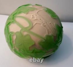 Signed Kelsey Pilgrim Glass Cameo Thick Sand Carved Praying Mantis Paperweight
