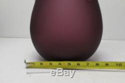 Signed Ken Benson Art Glass Cameo Purple / Amethyst Vase HUGE, 14 Tall