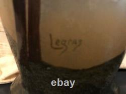 Signed Legras France, 12 Inch, Cameo Glass, Art Nouveau