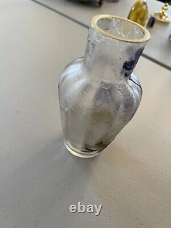 Signed Mont Joye Cameo Glass Acid Cut Back Vase French Art Nouveau ACB Art Glass