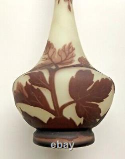 Signed RICHARD Loetz Cameo Art Glass Vase Off White with Brown Floral