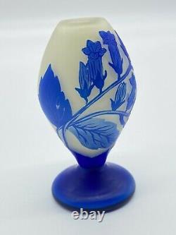 Signed Richard Loetz Blue Floral Cameo Glass Perfume Bottle