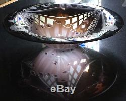Signed Steve Tobin Manhattan Etched Cameo Art Glass Bowl / Trompe L'oeil 20x5in