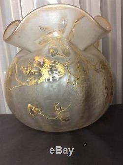 St. Denis Vase, Signed. 8 X 8 French Cameo Art Glass LEGRAS, MONT JOY C. 1900