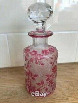 Stunning Baccarat Eglantier Cranberry Cameo Tumble Up Perfume Bottle 16cm