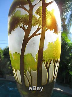 Stunning HUGE Vintage Cameo Art Glass Galle Style Vase