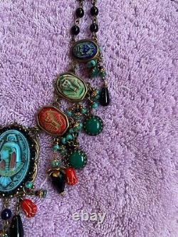Sweet Romance Art Deco Egyptian Goddess Necklace Statement Pharaoh Beaded Charms
