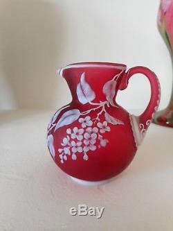Thomas Webb & Sons Cranberry Cameo Small Pitcher