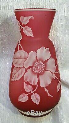 Thomas Webb and Sons Victorian English cameo cranberry glass cabinet vase