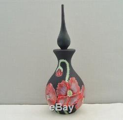 Unusual Okra Cameo Glass Large Perfume Bottle Black & Poppies Ltd Ed 100
