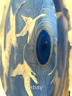 VTG 1930's Phoenix Sculptured Artware Wild Geese Cameo Pillow Vase Art Deco