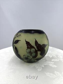 VTG Galle Style Art Nouveau Cameo Art Glass Vase Floral Frosted Green Blue