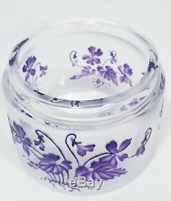 Val st Lambert Galle or Cameo Art Glass Purple Powder Box