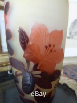 Vase Balustre Galle Art Nouveau 1900 Cameo Etched Glass Tbe Mint 21 Cms